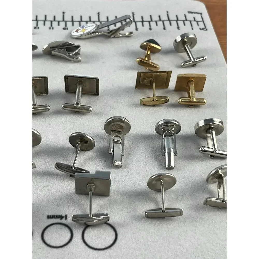 VTG Cufflink Tie Tacks Tie Clip Lot Gold Silver Tone Singles Crafts Wearable